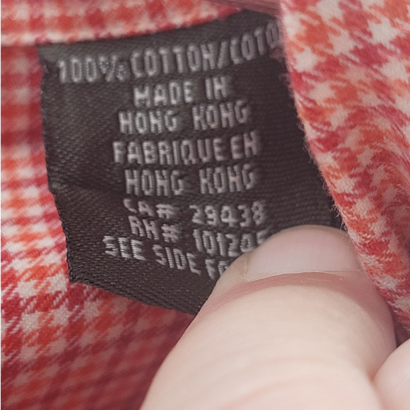 Henry Cotton's Red White Check Long Sleeve Chest Pocket Button Down Dress Shirt - Picture 11 of 14